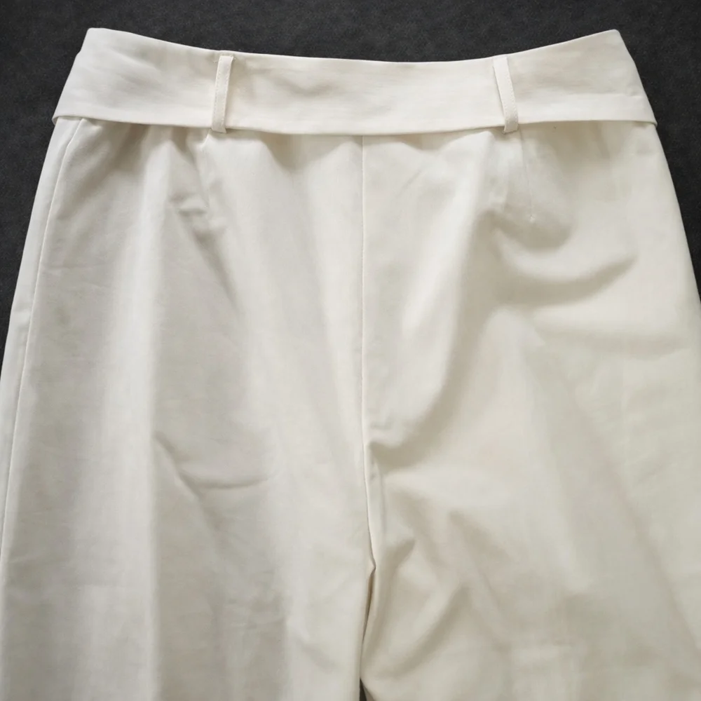 ANTONIO MELANI Jade Wide Leg Paperbag Waist Cropped Pants – Size 10 – Creamy Off